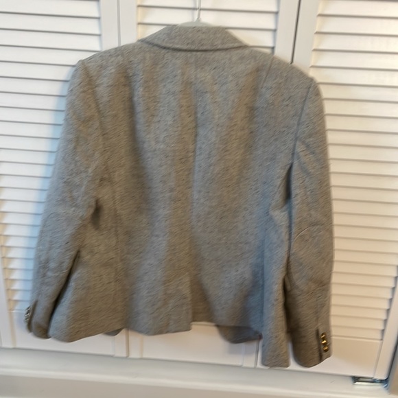 grey wool tweed gold button blazer - Picture 4 of 8